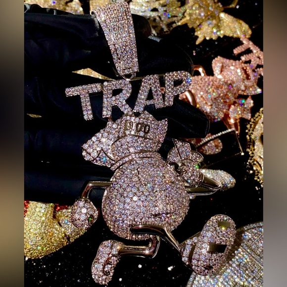 🔥Men CZ Iced Out Famou Trap Money Bag Big Charm Pendant For Upto 20 Cuban Chain - Picture 5 of 7